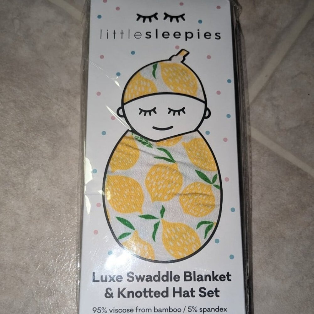 Little Sleepies Lemon Swaddle with Hat NEW NWT NIB